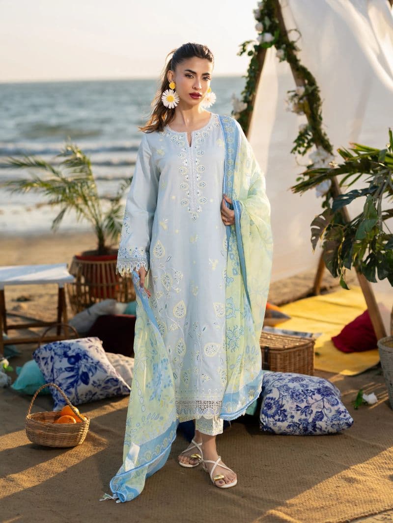 Embroidered Cambric Suit - EWU6V2-33454-3P thumbnail