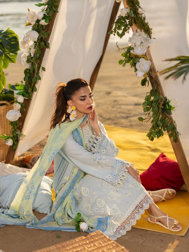 Embroidered Cambric Suit - EWU6V2-33454-3P thumbnail