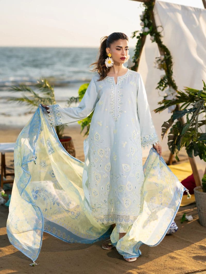 Embroidered Cambric Suit - EWU6V2-33454-3P thumbnail