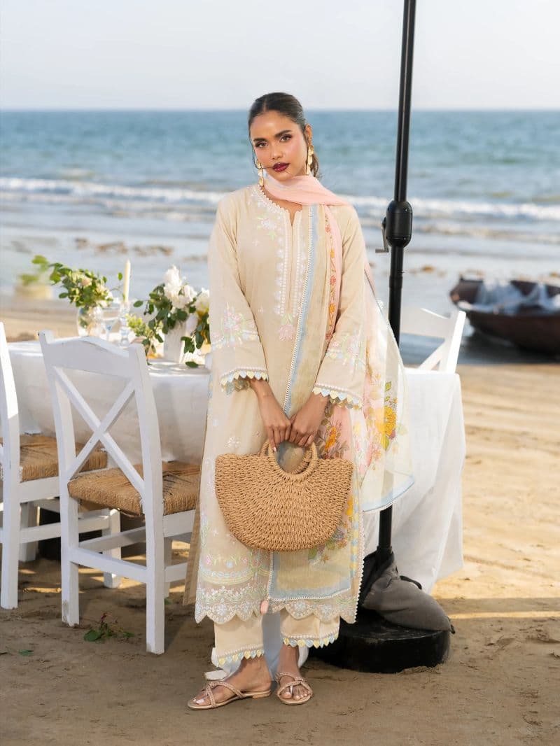 Embroidered Cambric Suit - EWU6V2-33446-3P