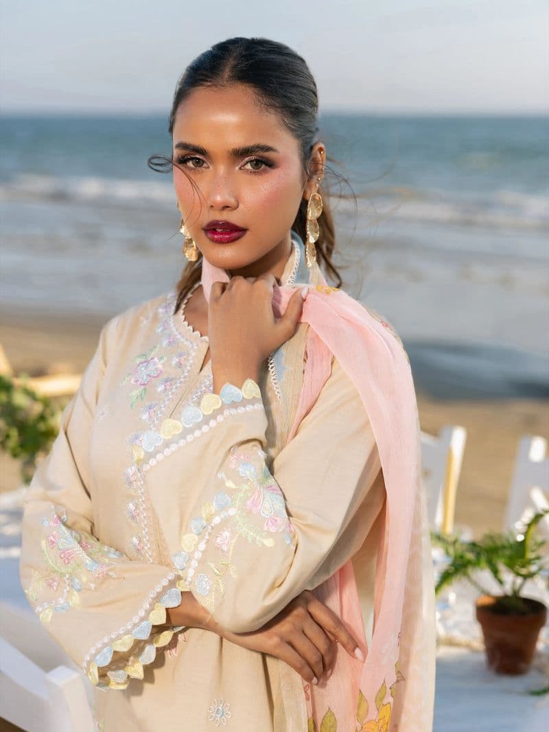 Embroidered Cambric Suit - EWU6V2-33446-3P