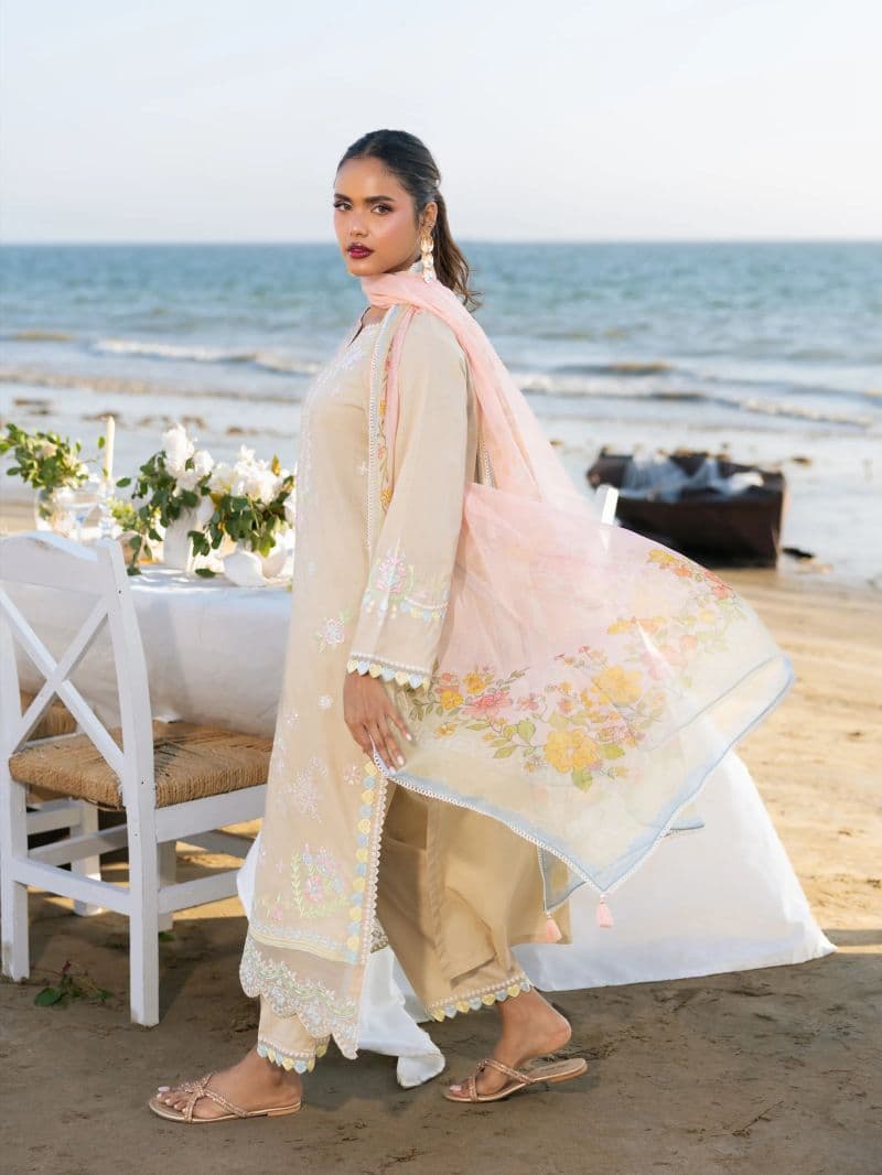 Embroidered Cambric Suit - EWU6V2-33446-3P