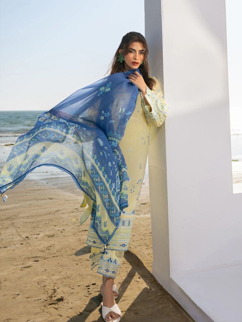 Embroidered Cambric Suit - EWU6V2-33453-3P