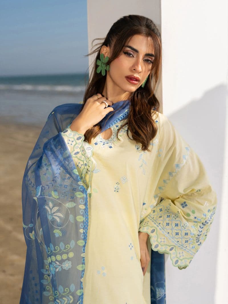 Embroidered Cambric Suit - EWU6V2-33453-3P