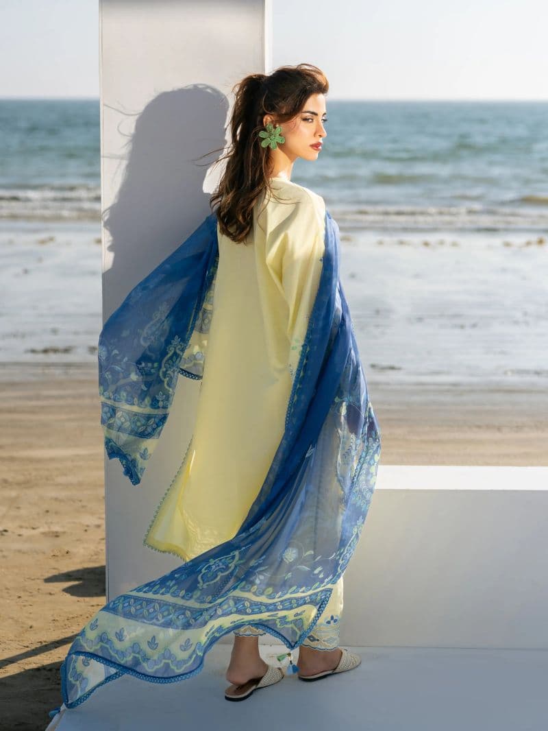 Embroidered Cambric Suit - EWU6V2-33453-3P