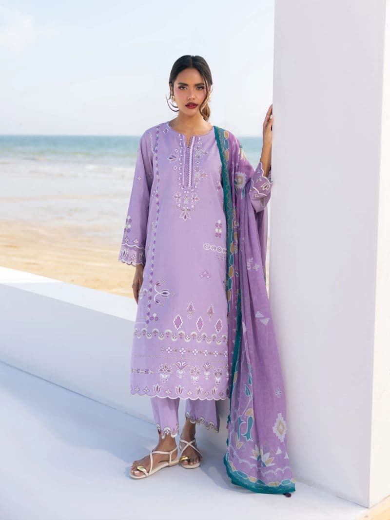 Embroidered Cambric Suit - EWU6V2-33451-3P thumbnail