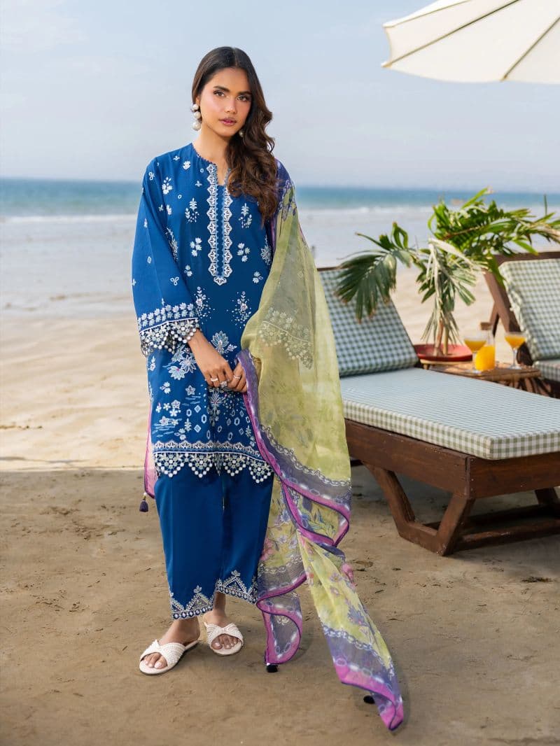 Embroidered Cambric Suit - EWU6V2-33448-3P thumbnail