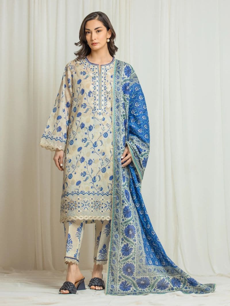 Embroidered Lawn Suit - EWU6V1-33008-3P thumbnail