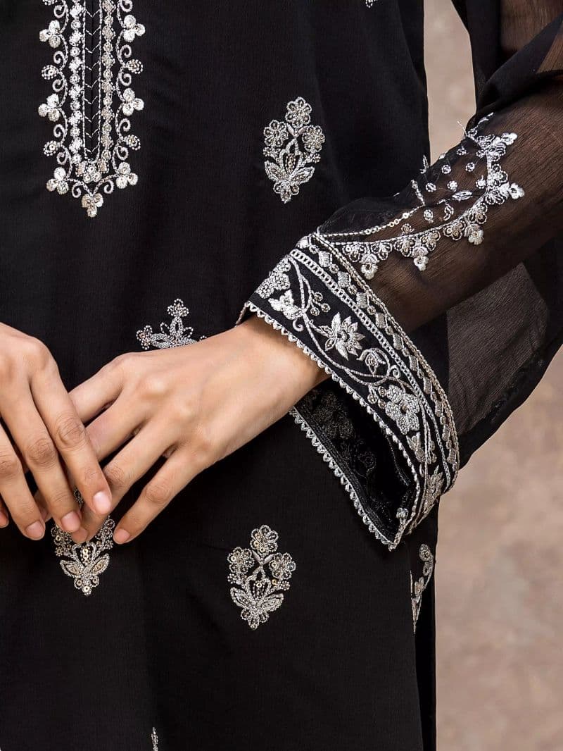 Embroidered Chiffon Suit - EWU5V5-31304-3P thumbnail