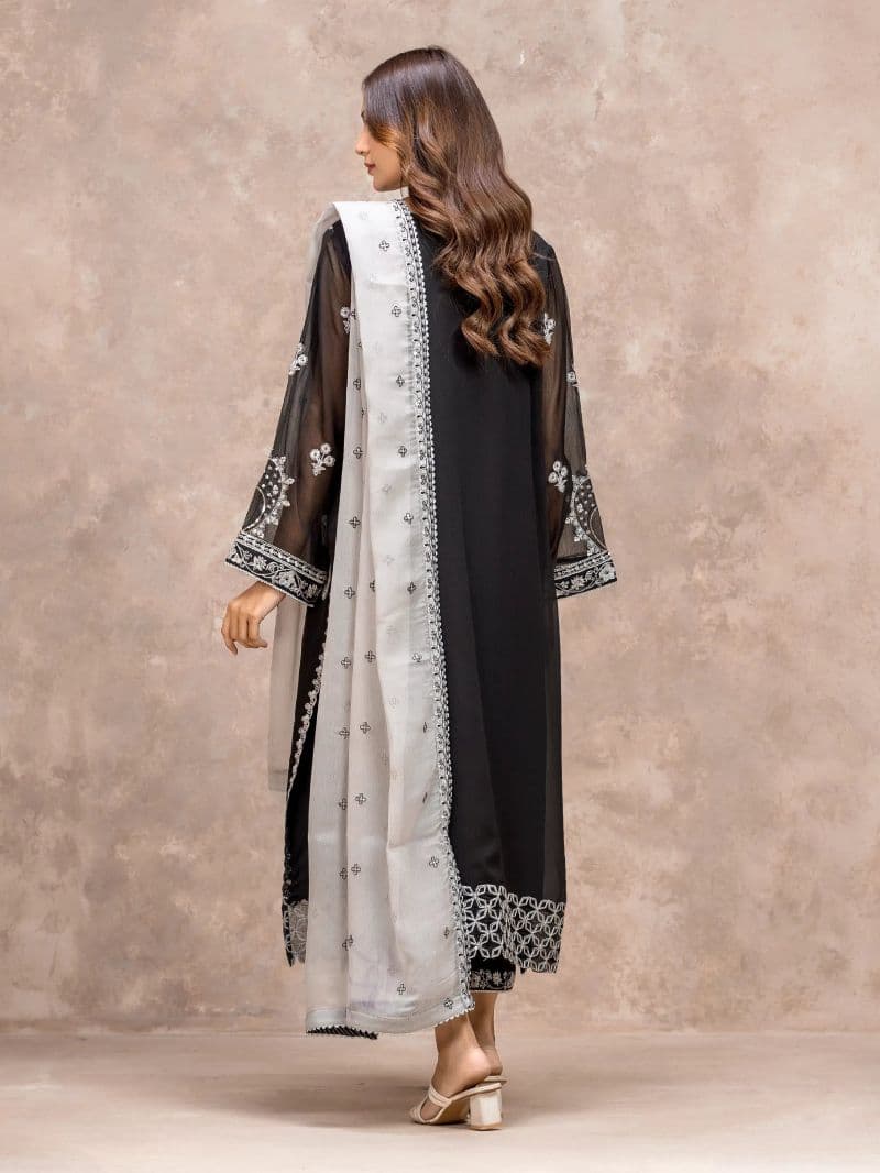 Embroidered Chiffon Suit - EWU5V5-31304-3P thumbnail