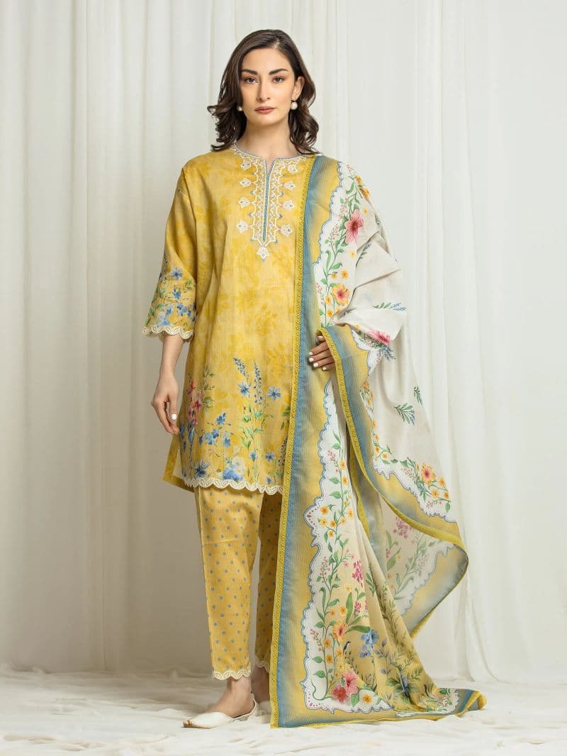 Embroidered Lawn Suit - EWU6V1-33007-3P thumbnail