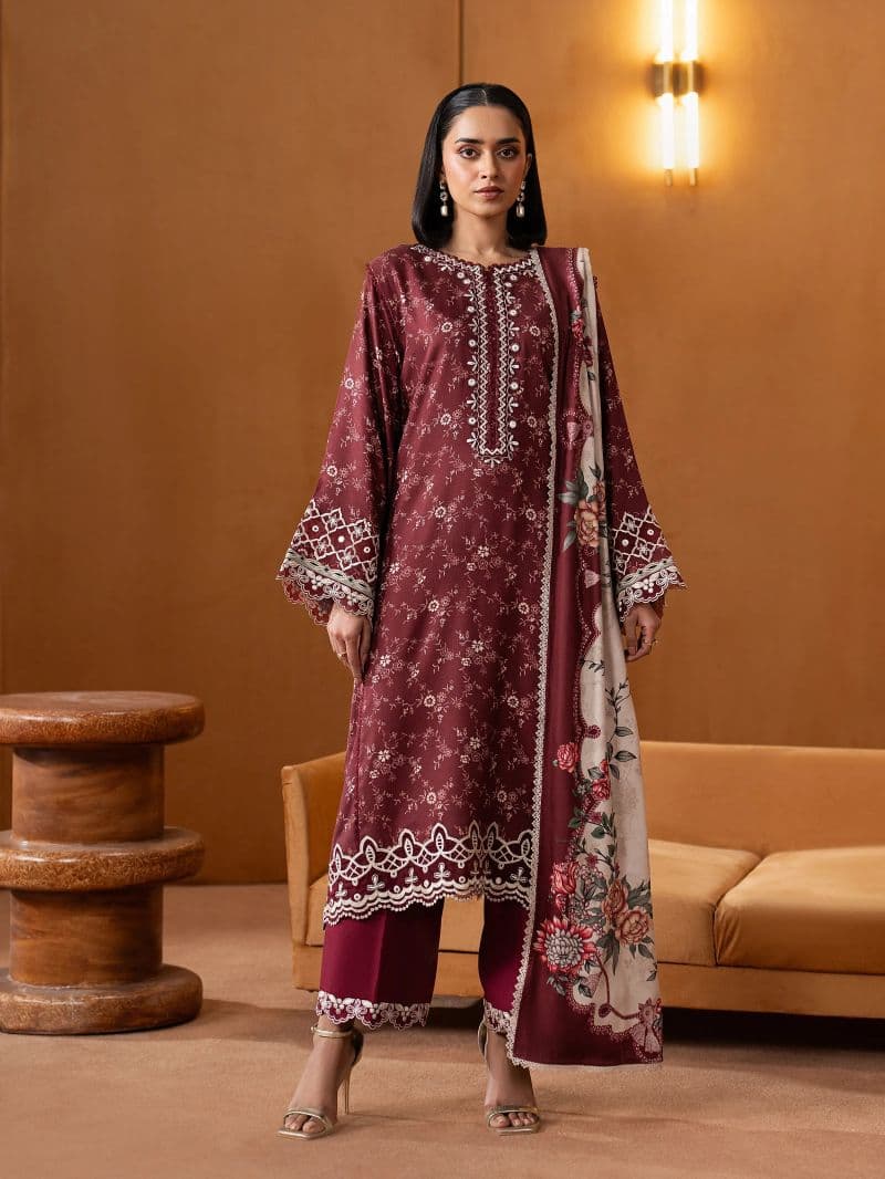 Embroidered Viscose Suit - EWU5V20-32086-3P