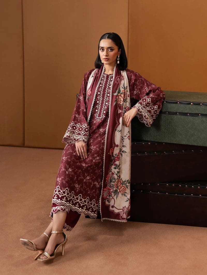 Embroidered Viscose Suit - EWU5V20-32086-3P