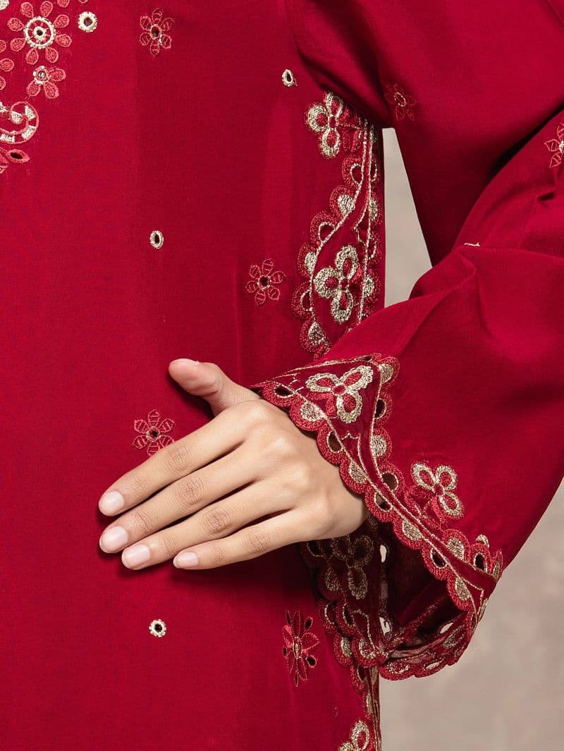 Embroidered Viscose Suit - EWU5V19-32048-3P