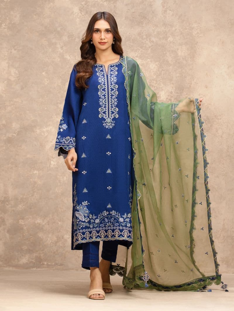 Embroidered Viscose Suit - EWU5V19-32033-3P thumbnail