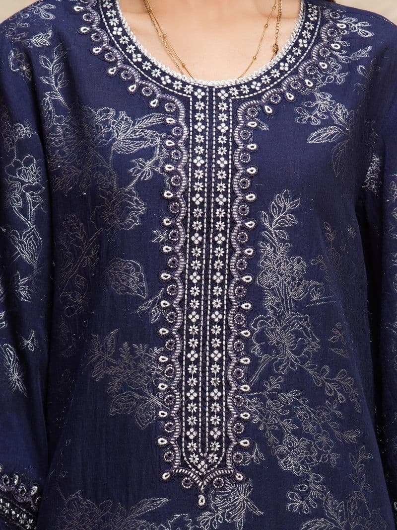 Embroidered Jacquard Suit - EWU5V3-31852-3P thumbnail