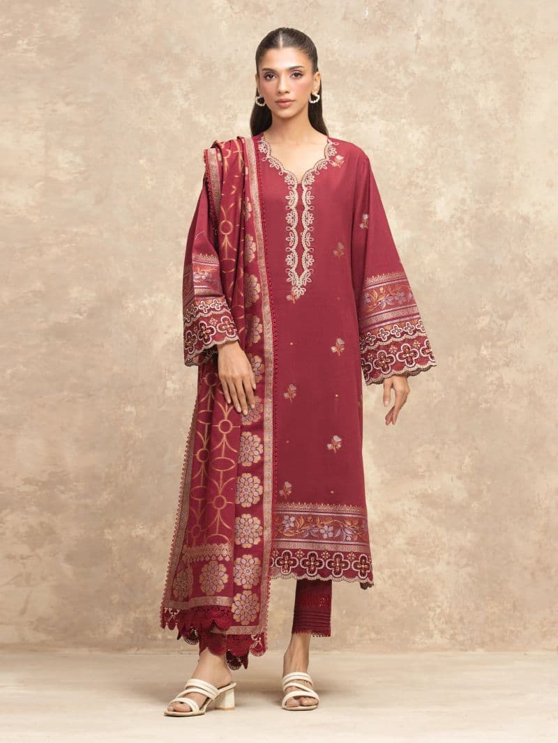 Embroidered Jacquard Suit - EWU5V3-31851-3P thumbnail