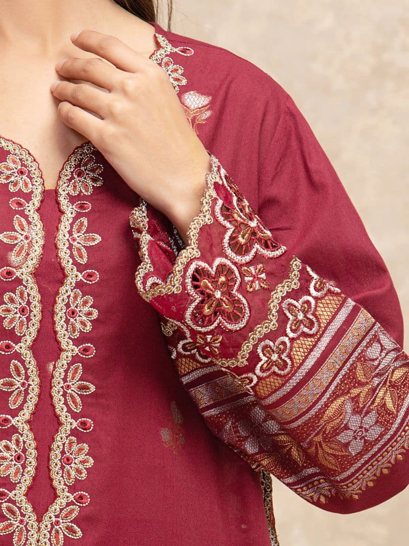 Embroidered Jacquard Suit - EWU5V3-31851-3P thumbnail