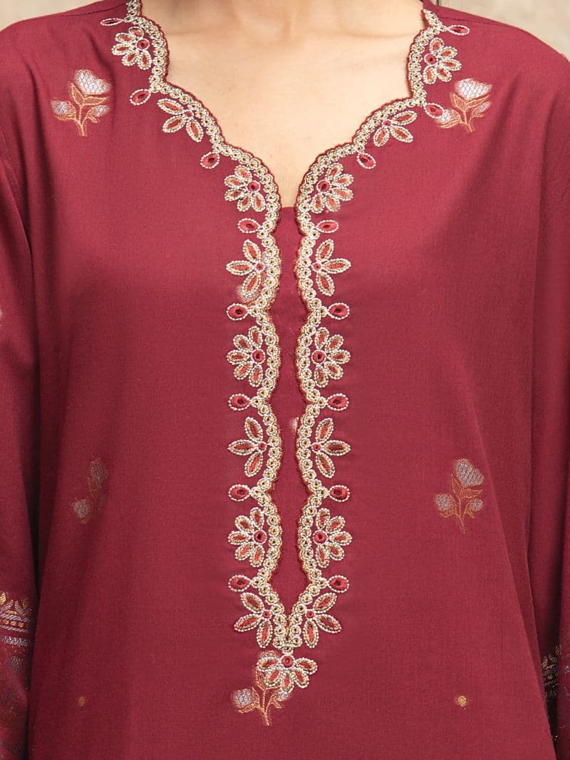Embroidered Jacquard Suit - EWU5V3-31851-3P thumbnail