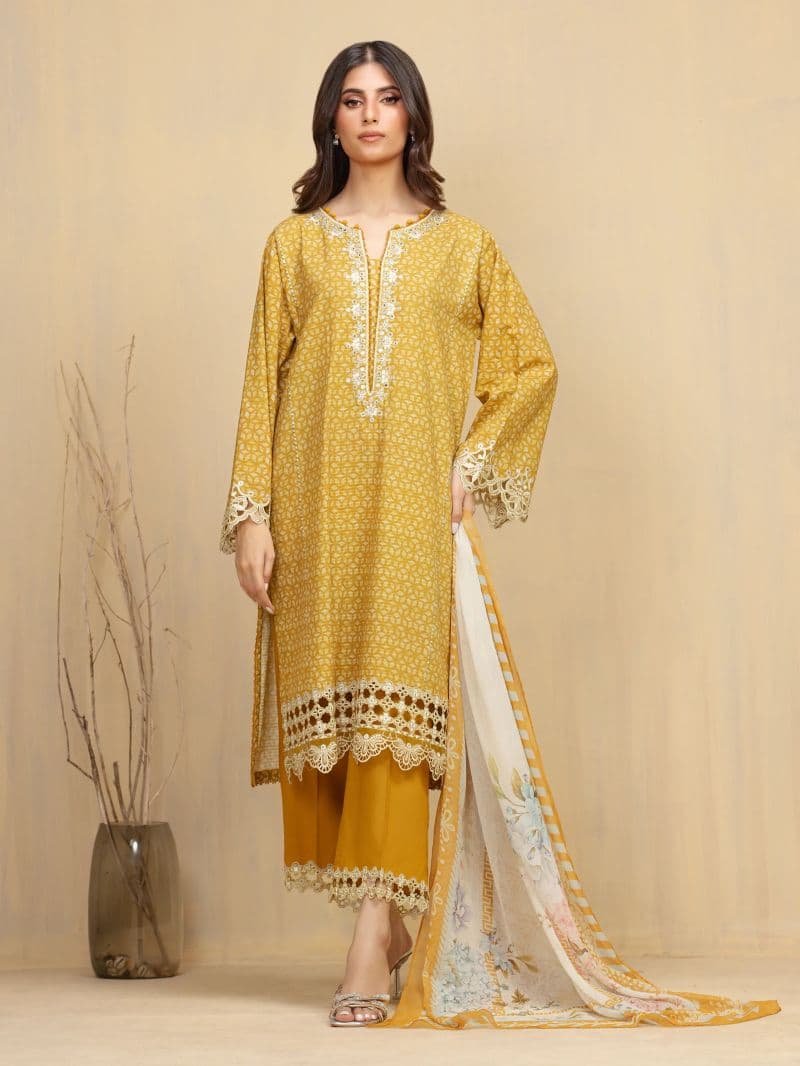 Embroidered Lawn Slub Suit - EWU5V1-31901-3P thumbnail