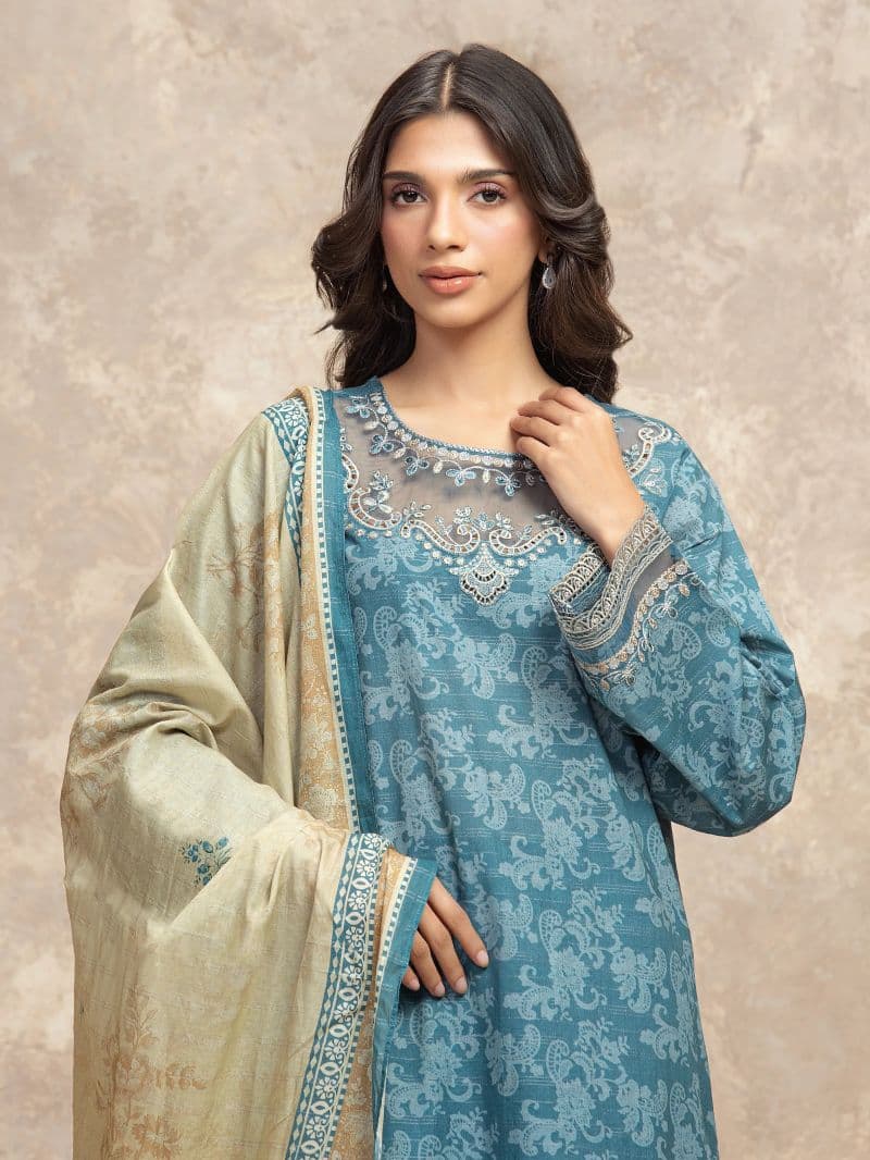 Embroidered Zari Lawn Suit - EWU5V1-31879-3P