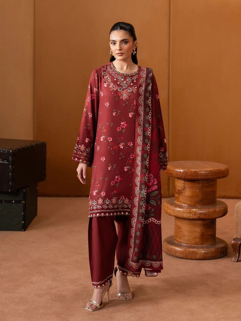 Embroidered Twill Viscose Suit - EWU5V20-32080-3P thumbnail