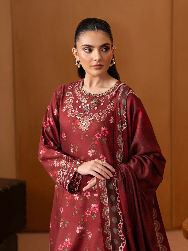 Embroidered Twill Viscose Suit - EWU5V20-32080-3P thumbnail