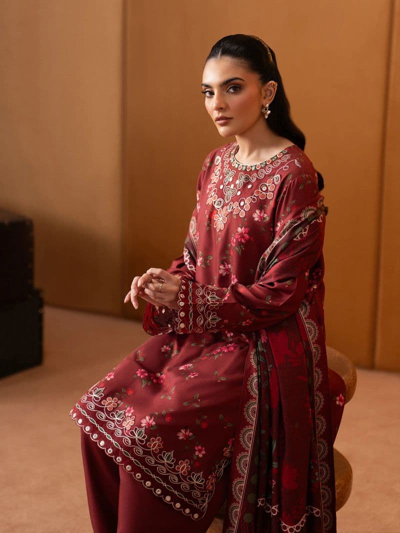 Embroidered Twill Viscose Suit - EWU5V20-32080-3P thumbnail