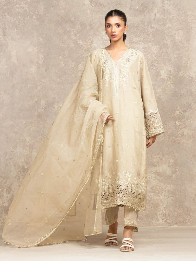 Embroidered Viscose Suit - EWU5V19-32046-3P