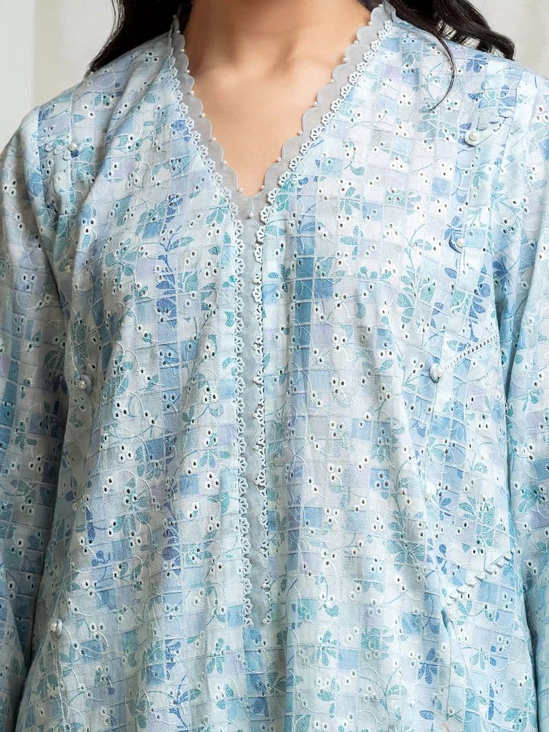 Embroidered Cambric Suit - EWU6V2-33508-3P thumbnail