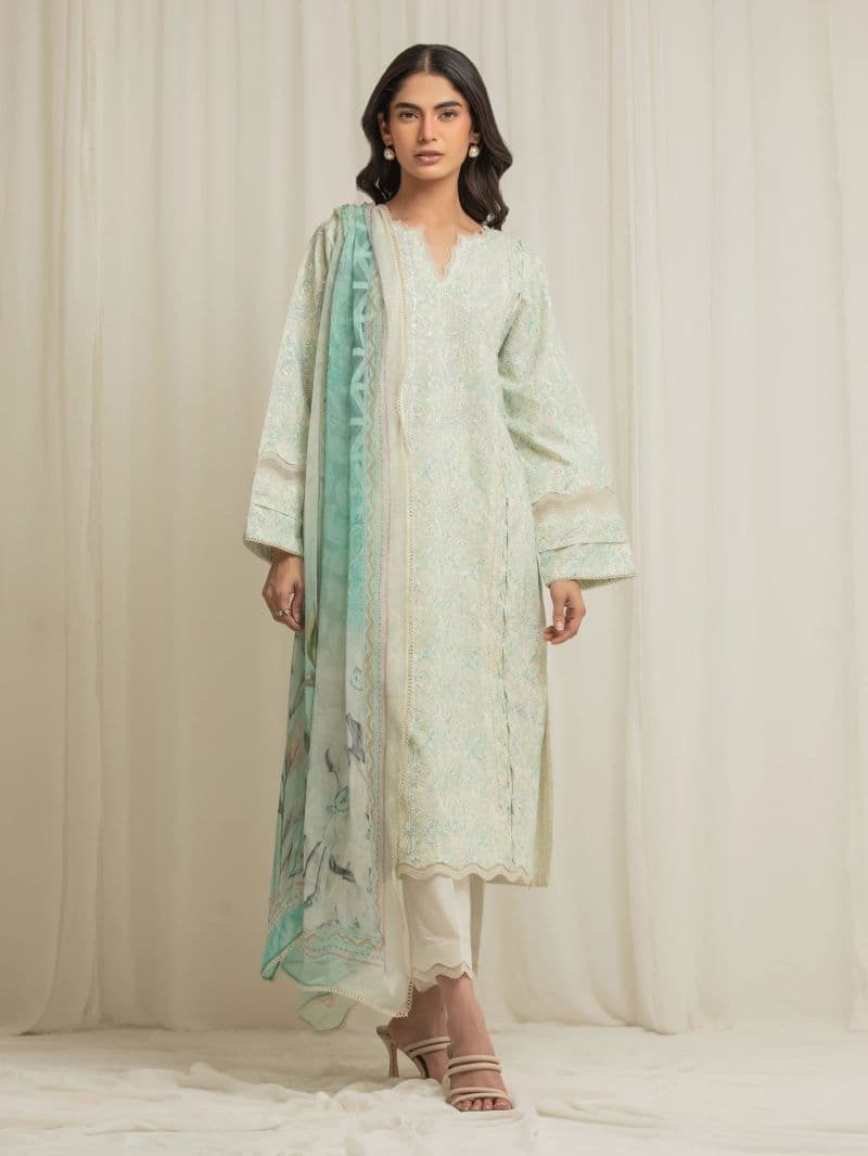 Embroidered Cambric Suit - EWU6V2-33506-3P thumbnail