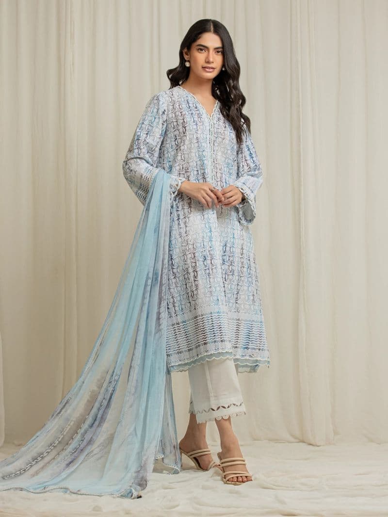 Embroidered Cambric Suit - EWU6V2-33505-3P thumbnail