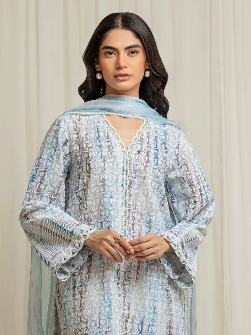 Embroidered Cambric Suit - EWU6V2-33505-3P thumbnail