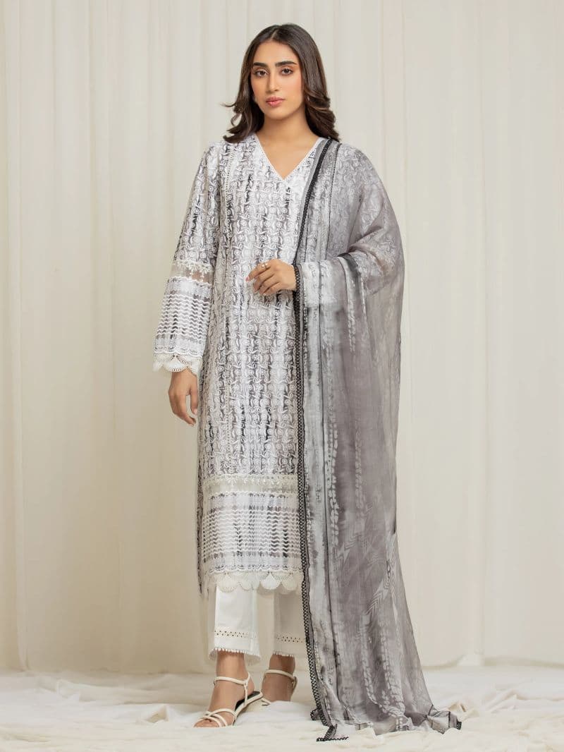 Embroidered Cambric Suit - EWU6V2-33503-3P thumbnail