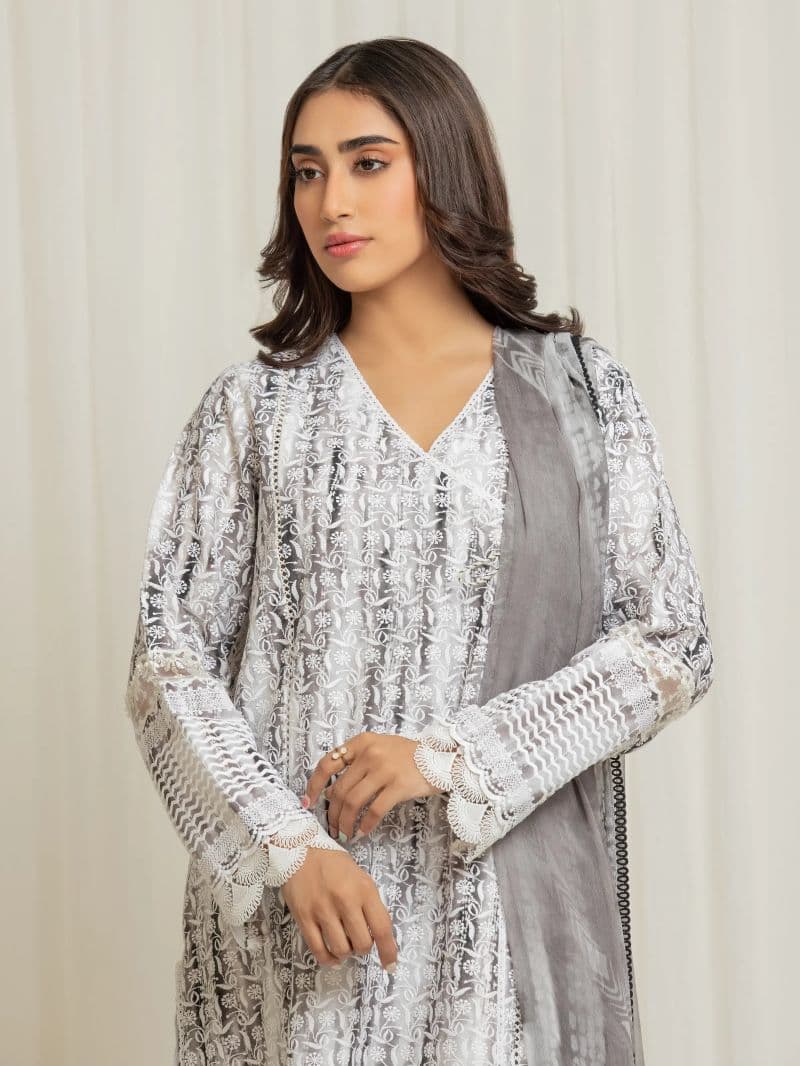 Embroidered Cambric Suit - EWU6V2-33503-3P thumbnail