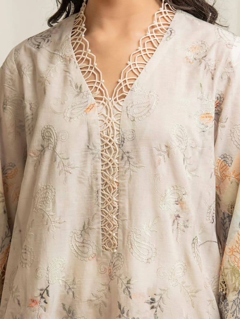 Embroidered Cambric Suit - EWU6V2-33501-3P thumbnail