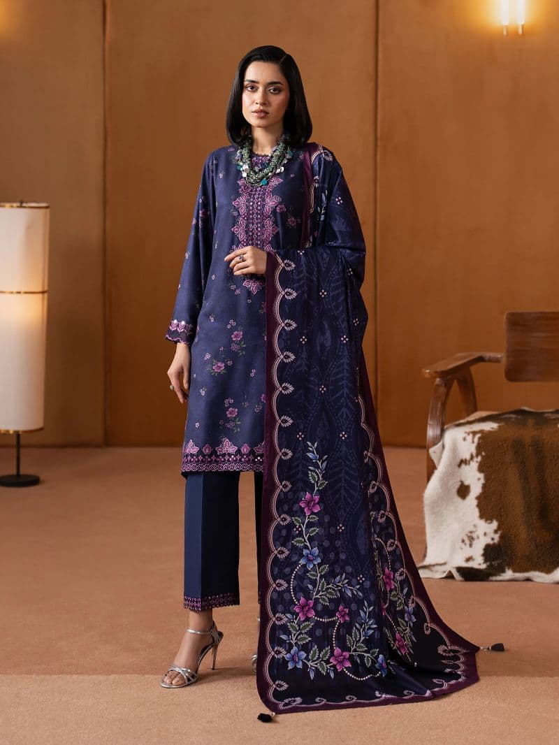 Embroidered Twill Viscose Suit - EWU5V20-32081-3P thumbnail