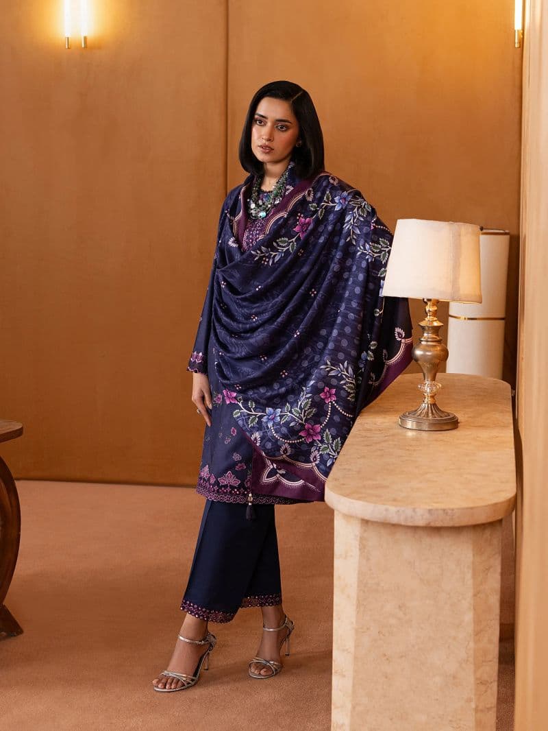 Embroidered Twill Viscose Suit - EWU5V20-32081-3P thumbnail