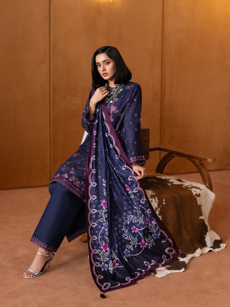 Embroidered Twill Viscose Suit - EWU5V20-32081-3P thumbnail