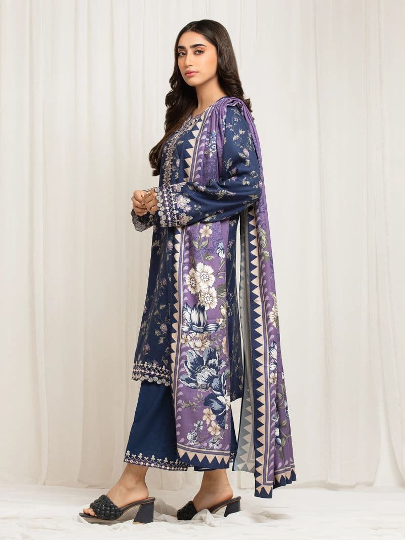 Embroidered Twill Viscose Suit - EWU5V20-32083-3P thumbnail