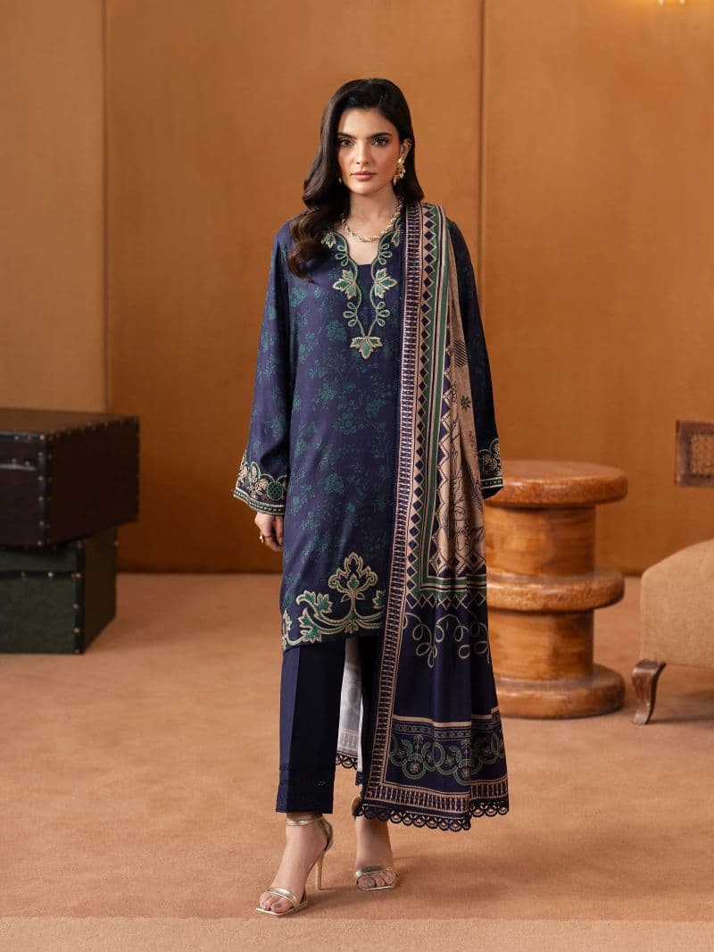 Embroidered Twill Viscose Suit - EWU5V20-32082-3P thumbnail