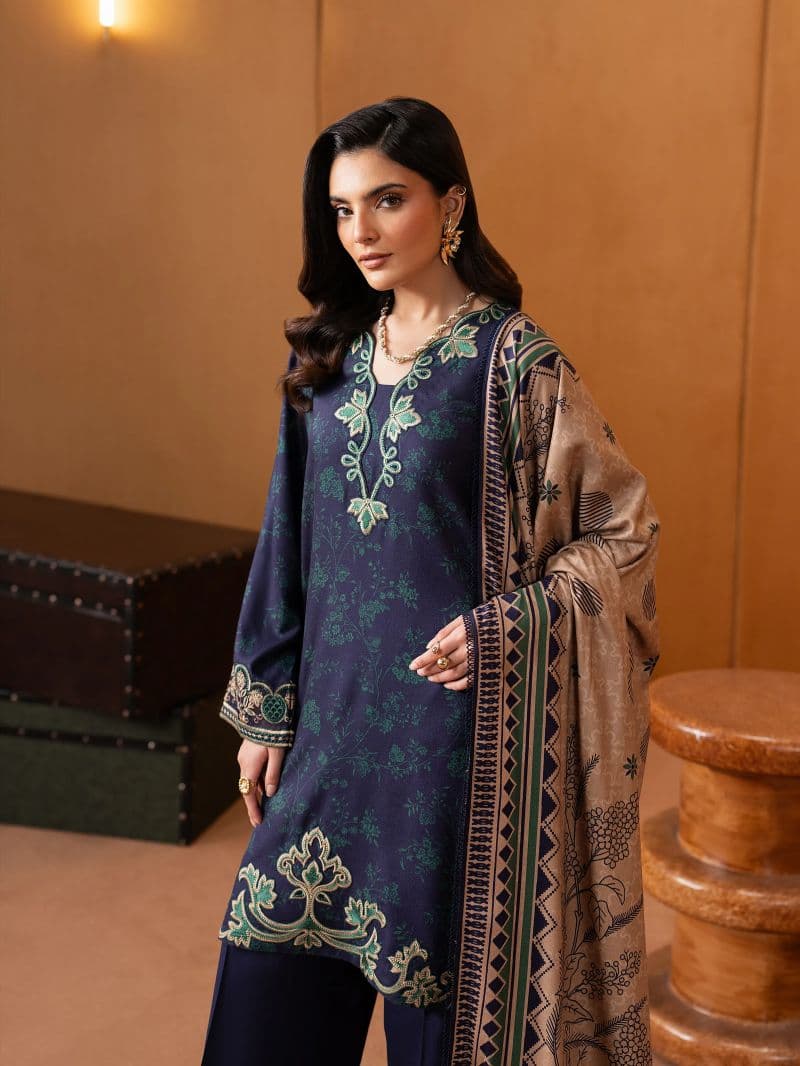 Embroidered Twill Viscose Suit - EWU5V20-32082-3P thumbnail