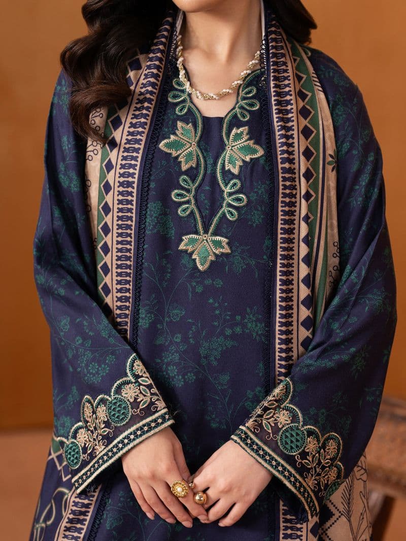 Embroidered Twill Viscose Suit - EWU5V20-32082-3P thumbnail