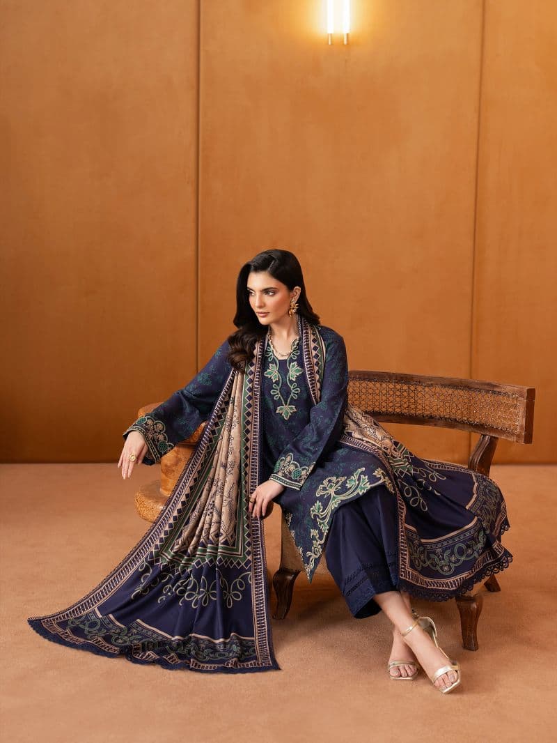 Embroidered Twill Viscose Suit - EWU5V20-32082-3P thumbnail