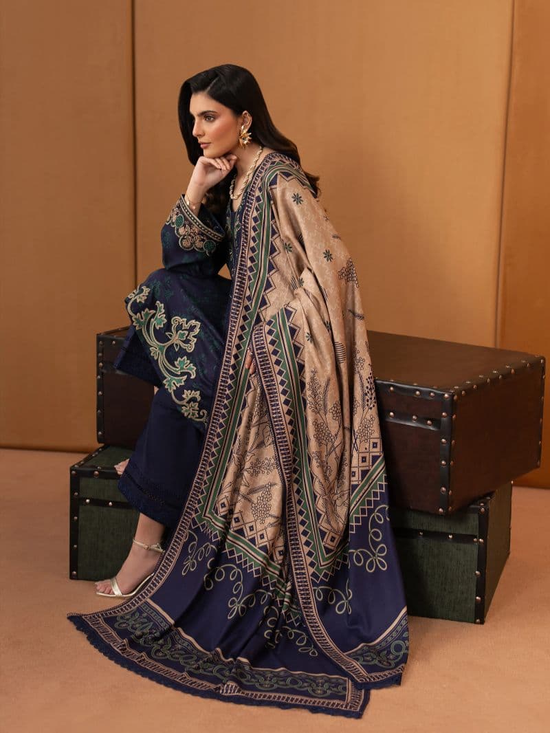 Embroidered Twill Viscose Suit - EWU5V20-32082-3P thumbnail