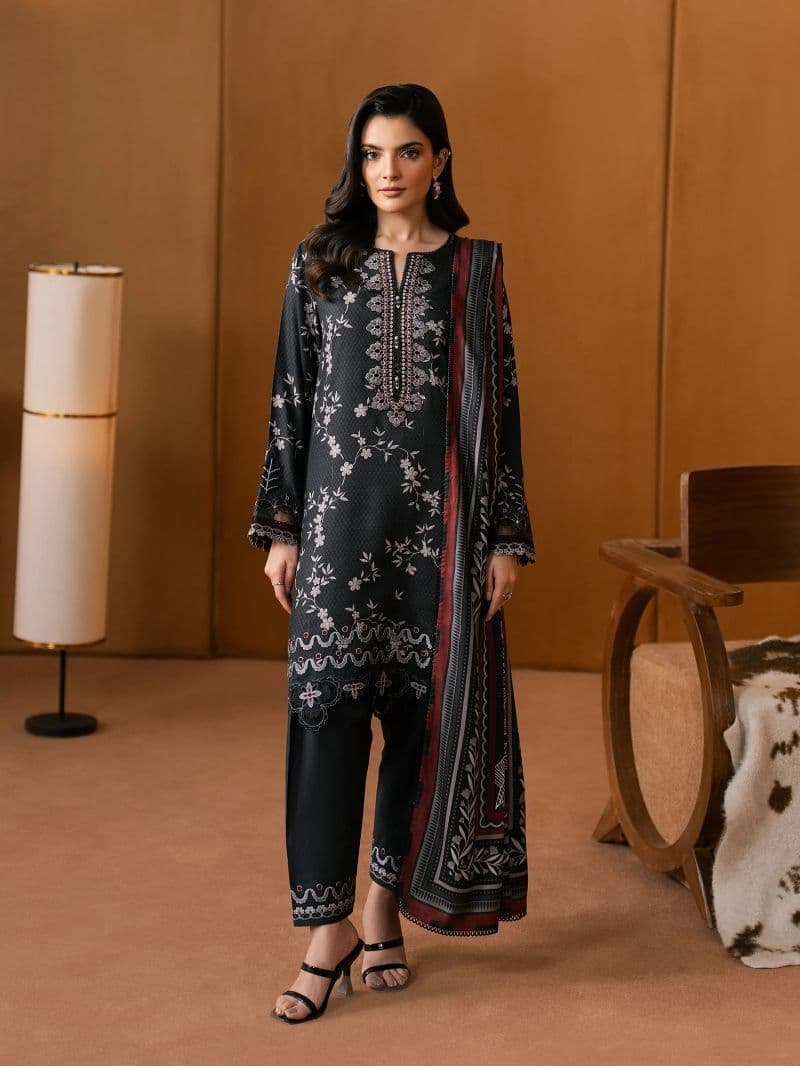 Embroidered Twill Viscose Suit - EWU5V20-32085-3P thumbnail