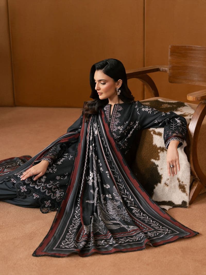 Embroidered Twill Viscose Suit - EWU5V20-32085-3P thumbnail
