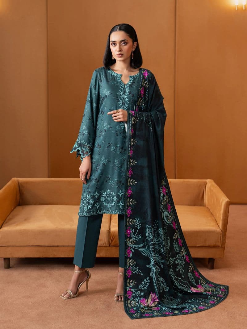 Embroidered Twill Viscose Suit - EWU5V20-32084-3P thumbnail
