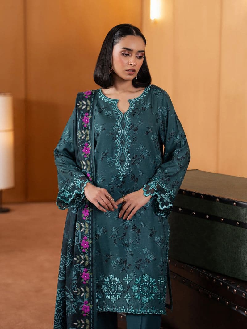 Embroidered Twill Viscose Suit - EWU5V20-32084-3P thumbnail