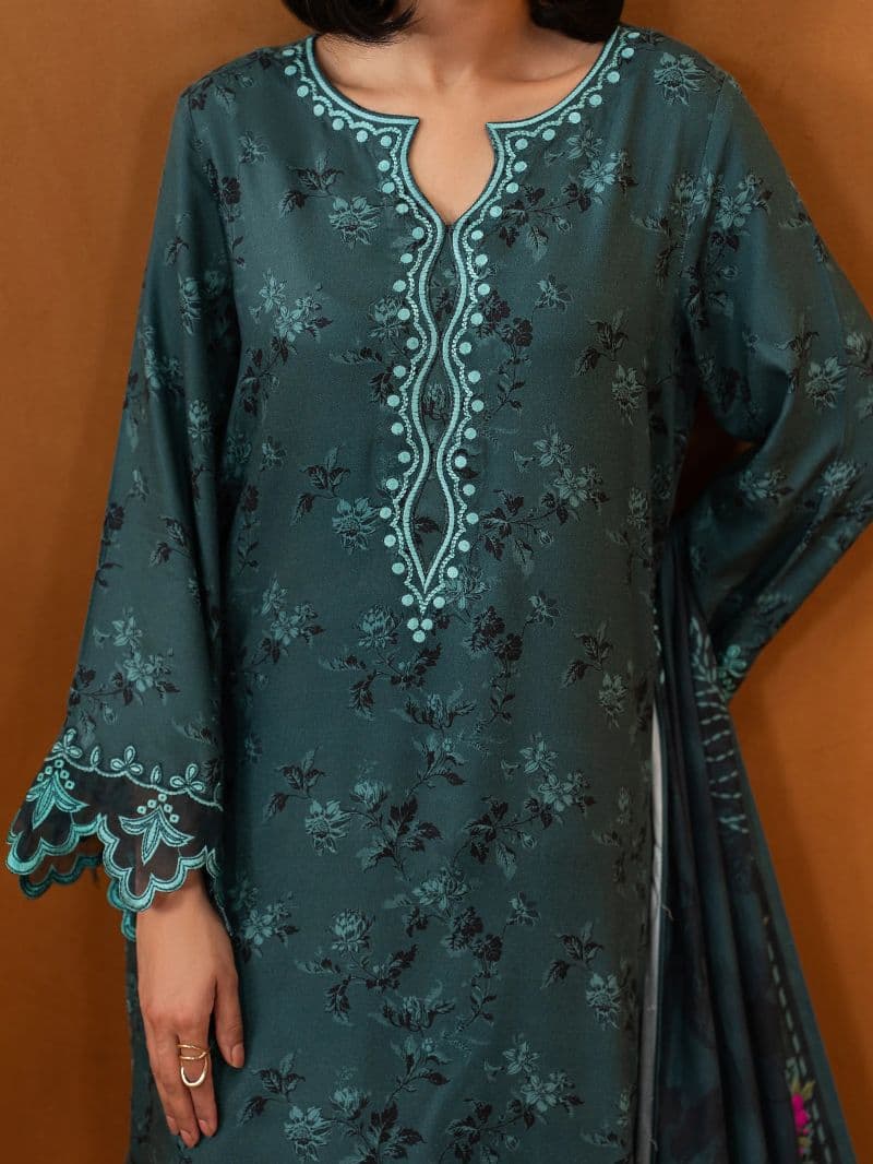 Embroidered Twill Viscose Suit - EWU5V20-32084-3P thumbnail